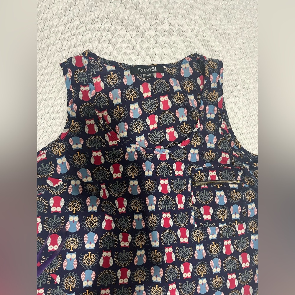 Forever 21 sleeveless owl print blouse - Picture 5 of 7
